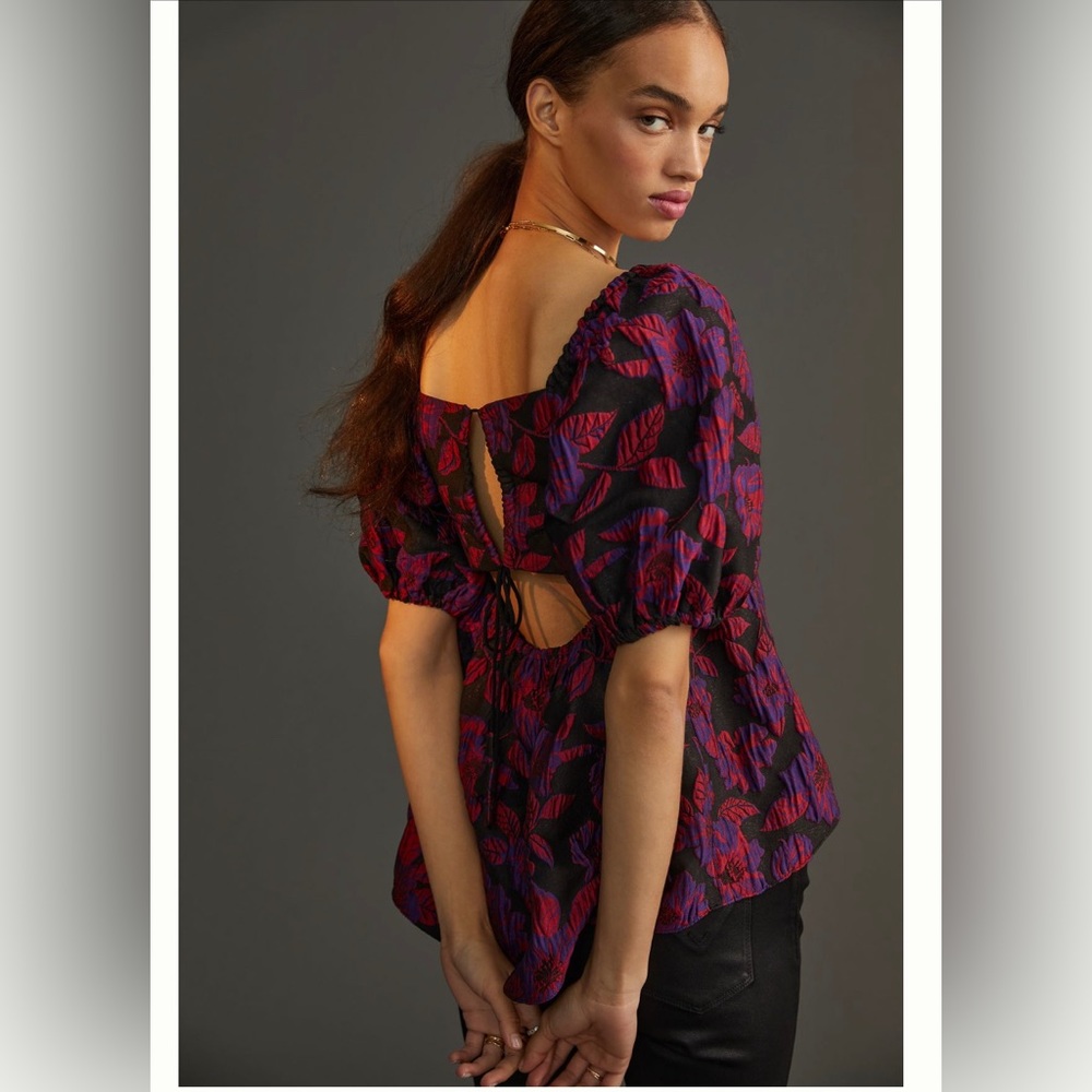 Anthropologie, babydoll cut out top